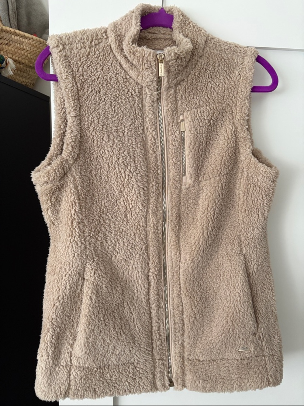 Calvin Klein Beige Sherpa Zip Vest New
